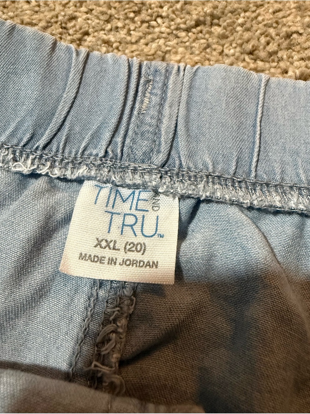 Light Blue Drawstring Linen Shorts- XXL - Picture 3 of 4